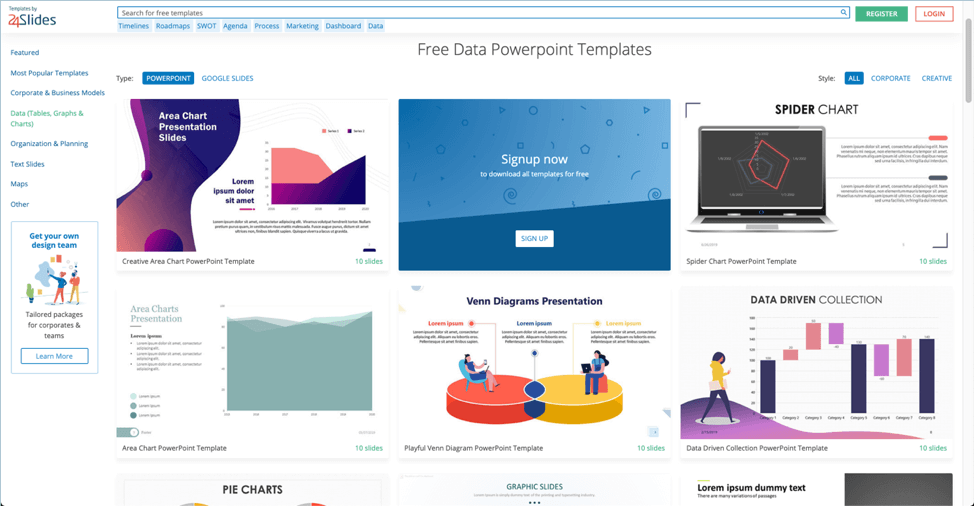 24slides.com's free data powerpoint templates