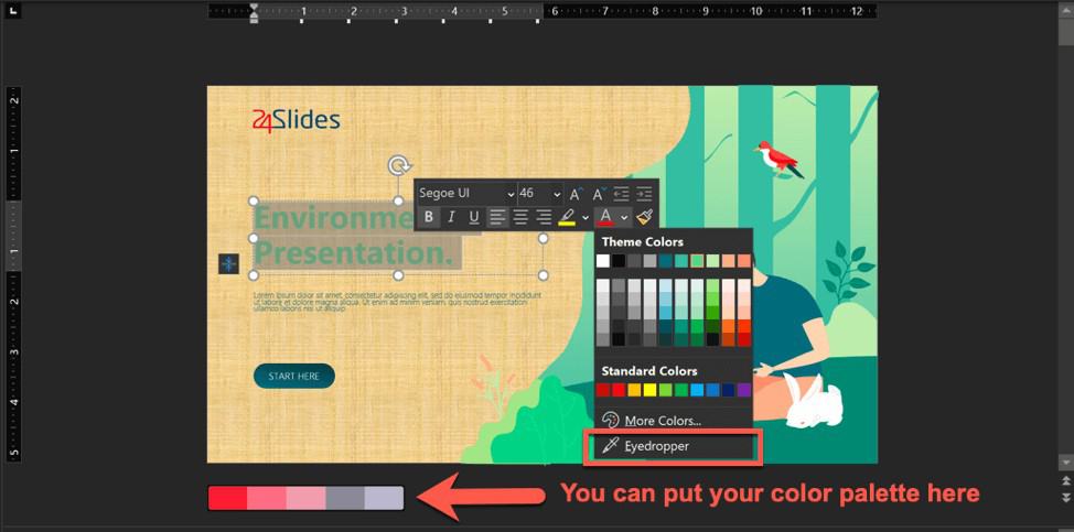 match colors in PPT using the eyedropper tool