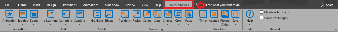 PowerPointLabs ribbon