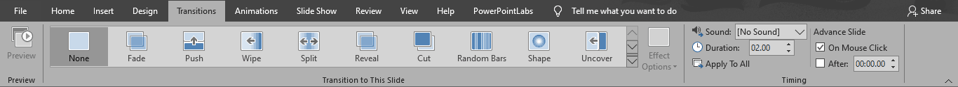 PowerPoint 101 transitions