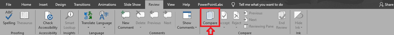 track changes in PowerPoint