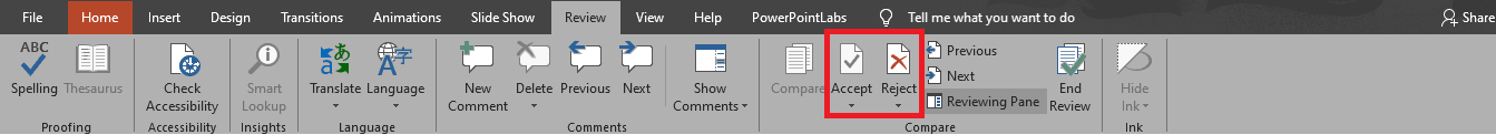 track changes in powerpoint