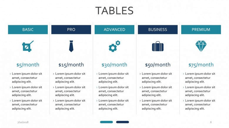 blue tables powerpoint