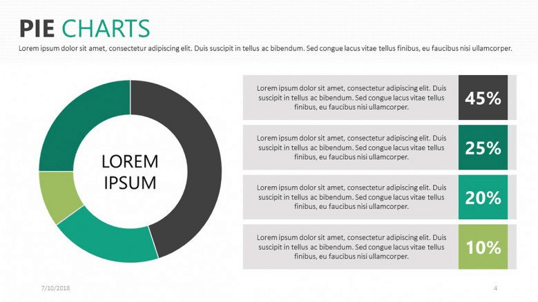 green pie charts powerpoint template