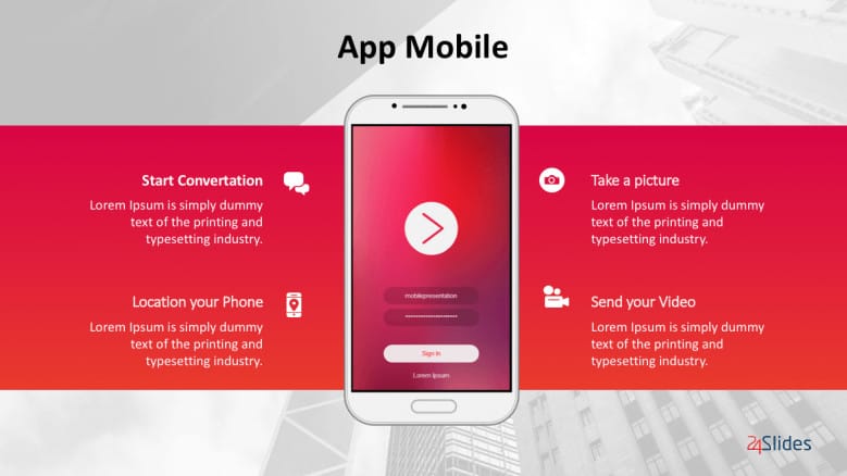 Android mobile mockup in red
