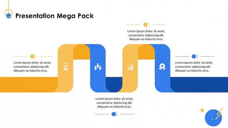 twisted timeline in blue and yellow