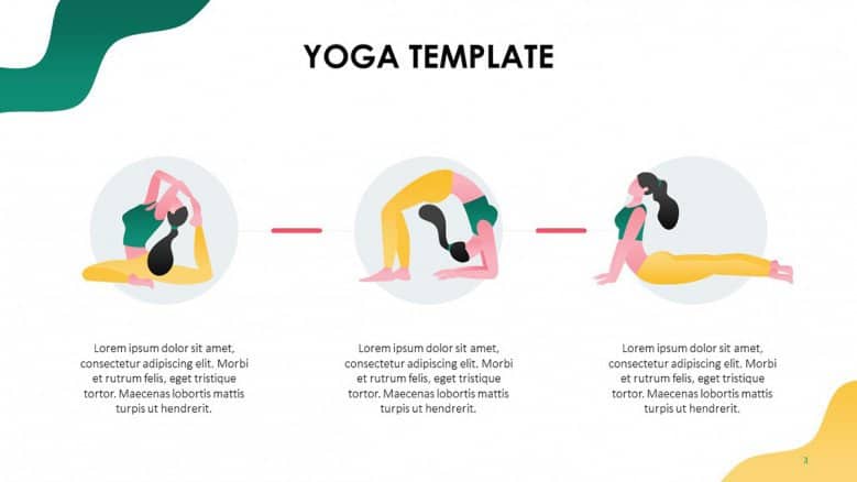 Illustrated yoga poses slide for a health and fitness webinar