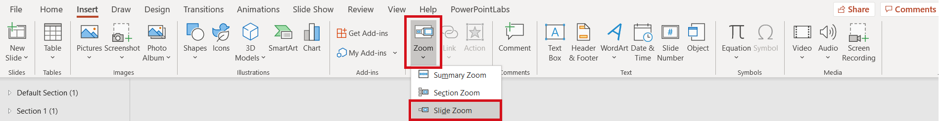 PowerPoint Slide Zoom feature