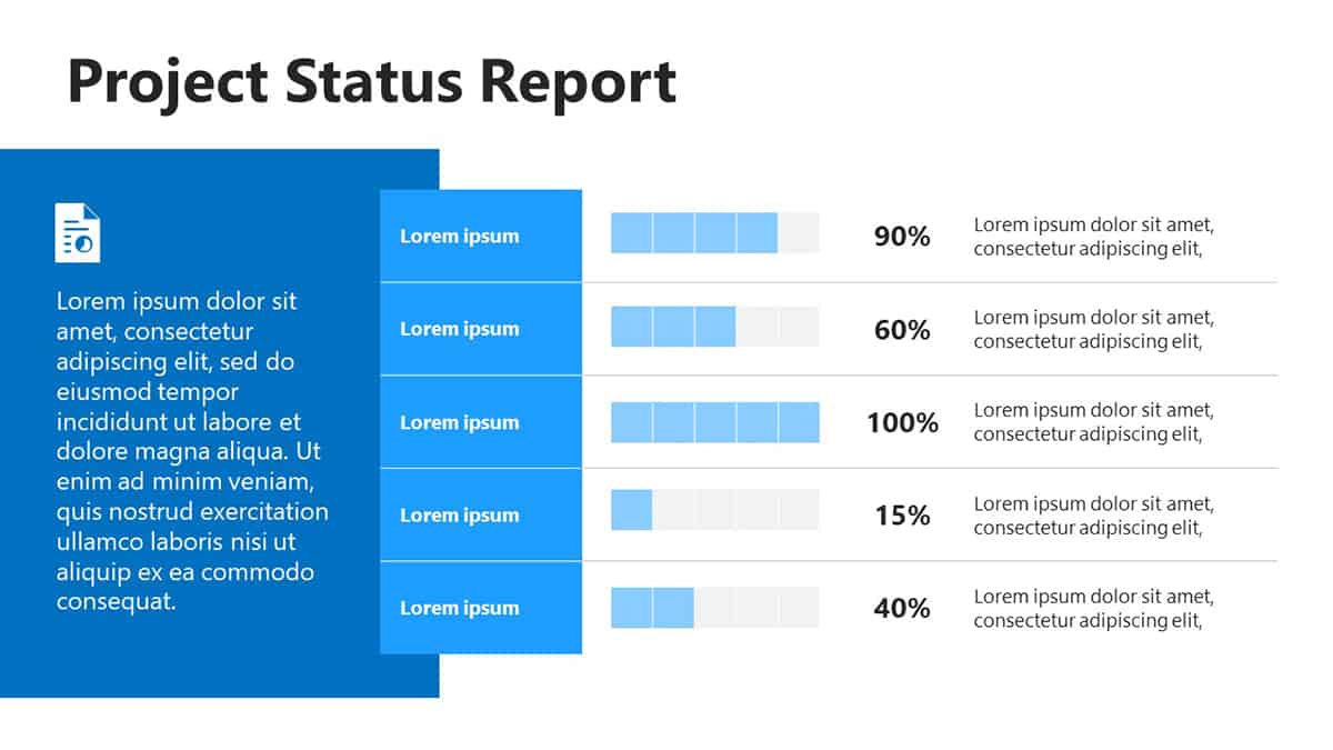 Blue Project Status Report PowerPoint Template