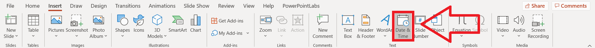 PowerPoint real-time clock