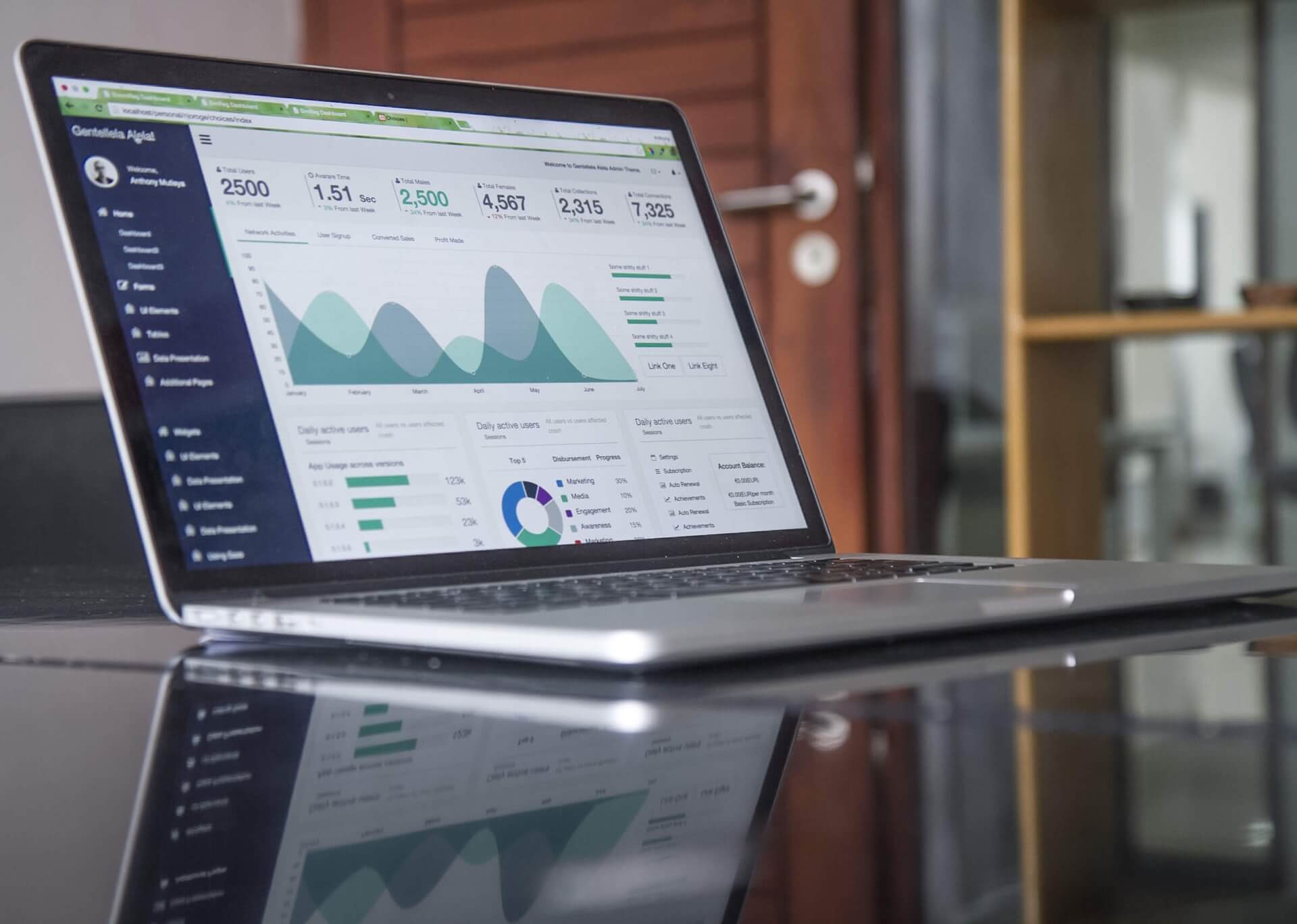 Business Charts in a Laptop Screen