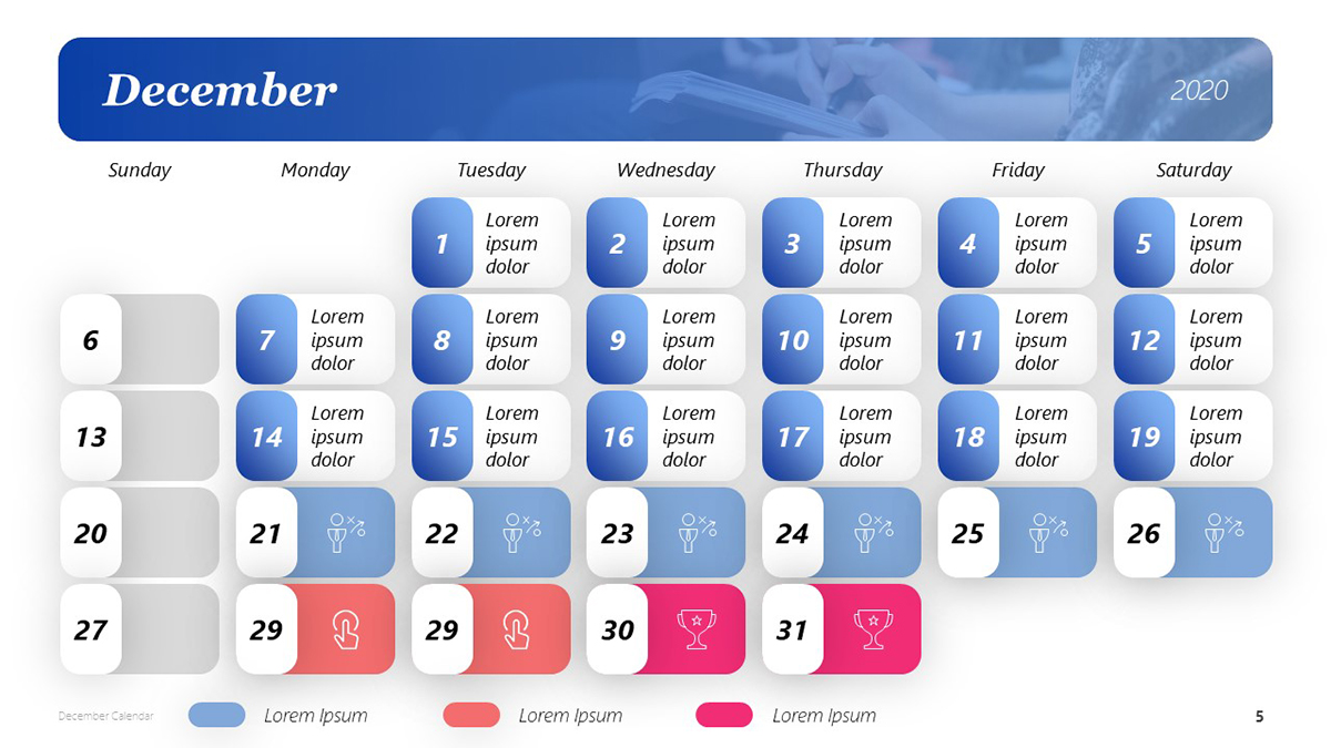 December Calendar Template for Annual Planning