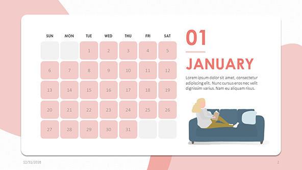 FREE Google Slides 2019 Calendar Creative Template PowerPoint Template