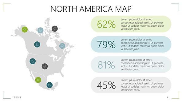 FREE North American Map PowerPoint Template PowerPoint Template