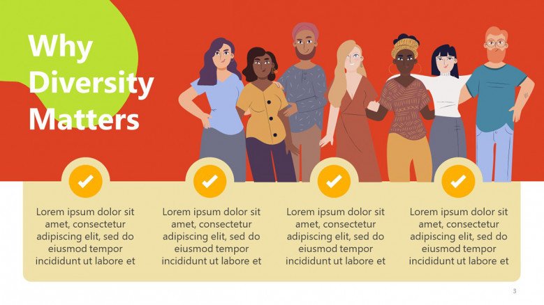 Why Diversity Matters PowerPoint Slide with diverse team PowerPoint illustration