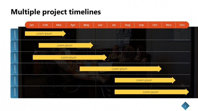 Multiple Project Timelines in PowerPoint with arrows