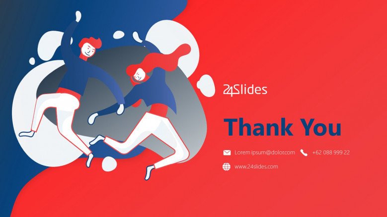 Illustrated Thank You Slide in blue and red