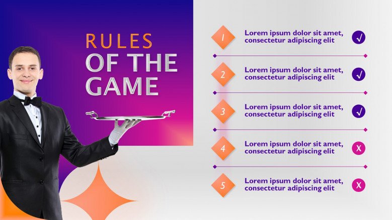 Game Rules Slide in creative style