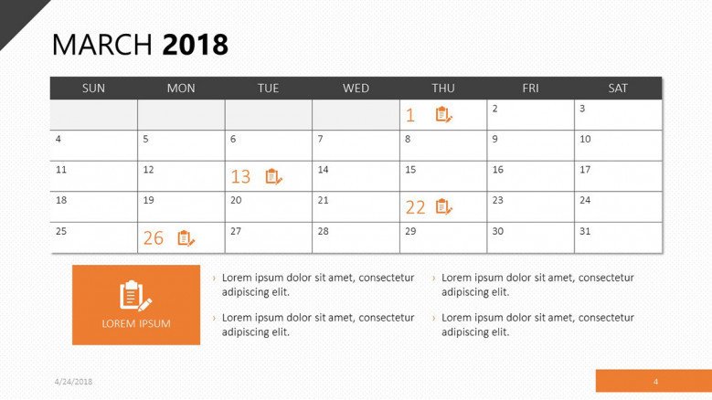 march 2018 calendar with events agenda