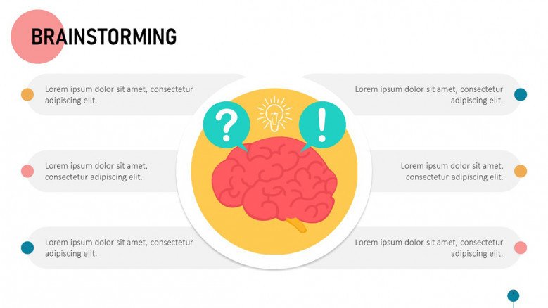 Brainstorming session's questions slide in playful style