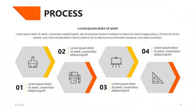 process slide for academic presentation with icons and text