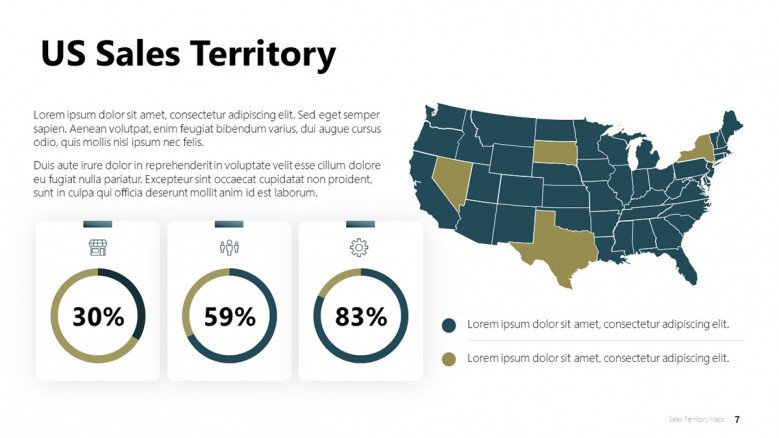 Editable US sales territory map in PowerPoint