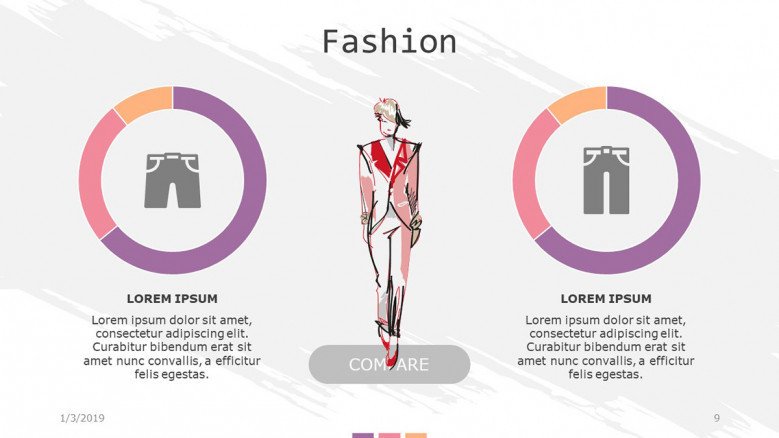 fashion slide with compared pie chart