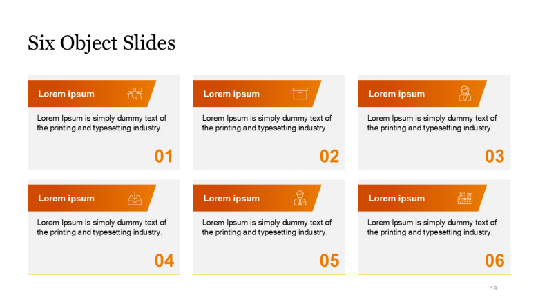 Six tables in corporate style