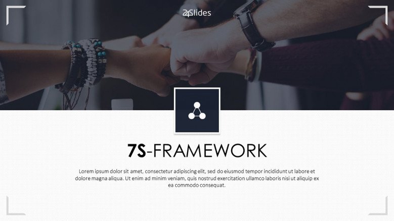 7s framework welcome slide in corporate style