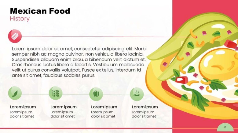 Mexican Food Timeline Slide in PPT