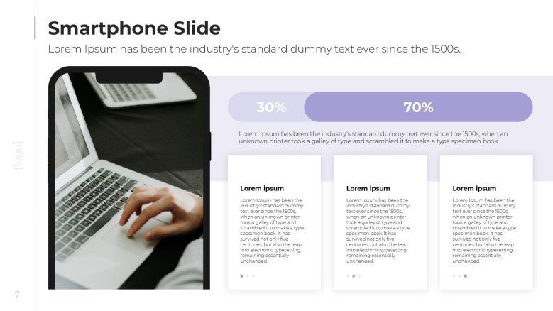 corporate presentation in mobile app with bar chart
