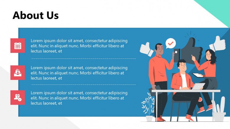 About us Slide with creative illustrations for startups
