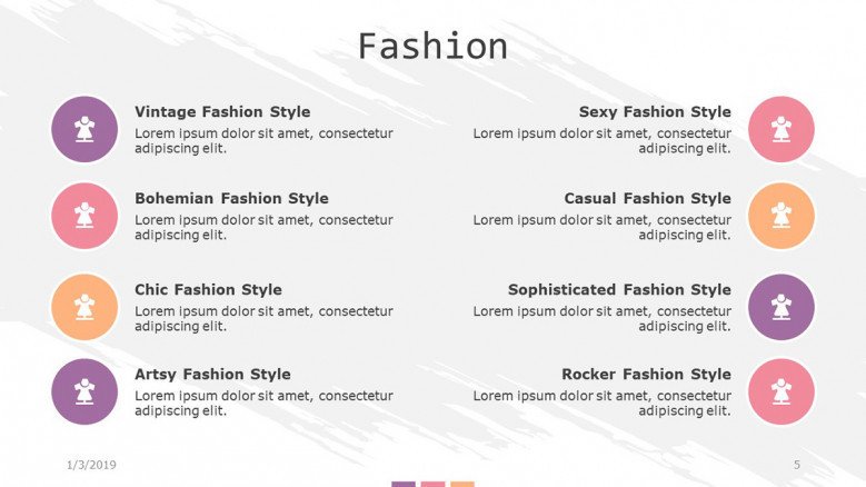 fashion slide with key factors and icons