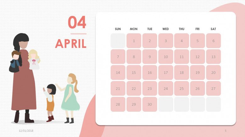 creative April slide in pink with people illustration