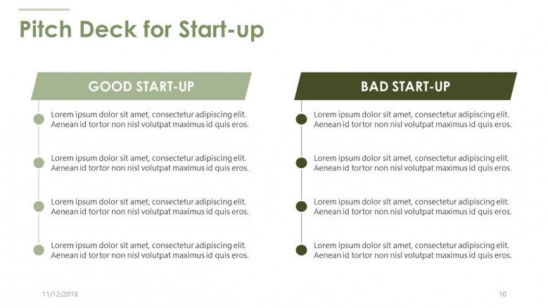 pitch deck for start up in bullet points text