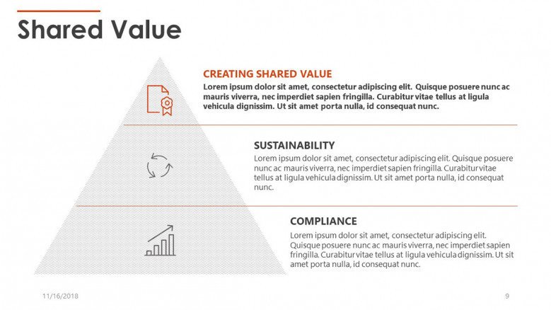 shared value in pyramid chart with icons and text