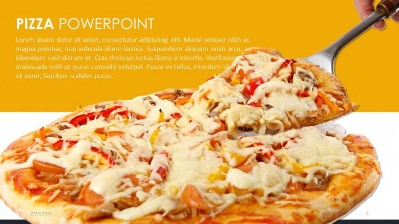 Text slide with an appetizing pizza image