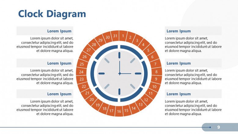 30-days Clock PowerPoint Slide for time management