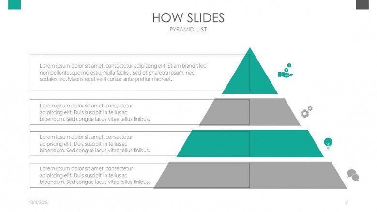 how slides in pyramid diagram with four stages