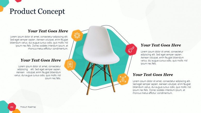 Creative Product Concept Slide with four icons