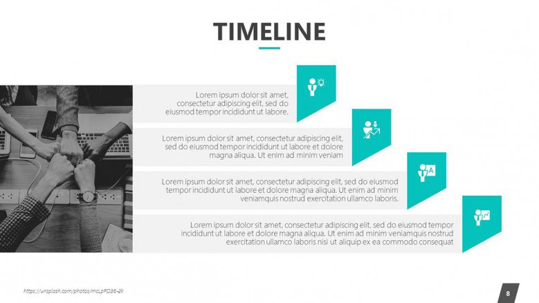 timeline slide in descriptive key points
