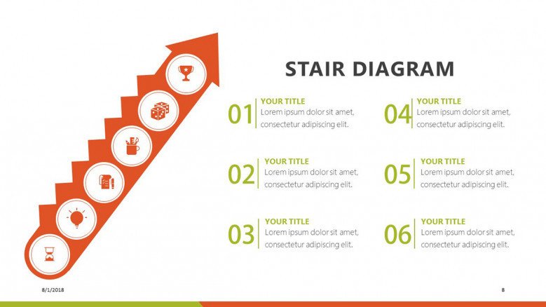 upward facing arrow stair diagram slide in six segments