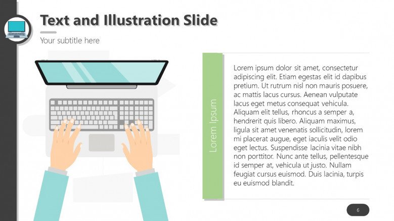 Text and laptop illustration slide