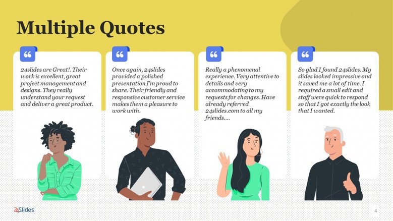 Illustrated PowerPoint Slide with multiple quotes