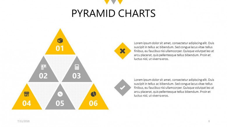 triangles pyramid chart slide with text