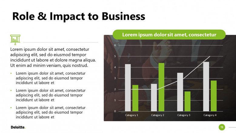 Data Slide with bar charts in green and white