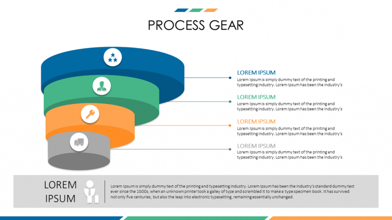 business presentation in process gear slide with four steps