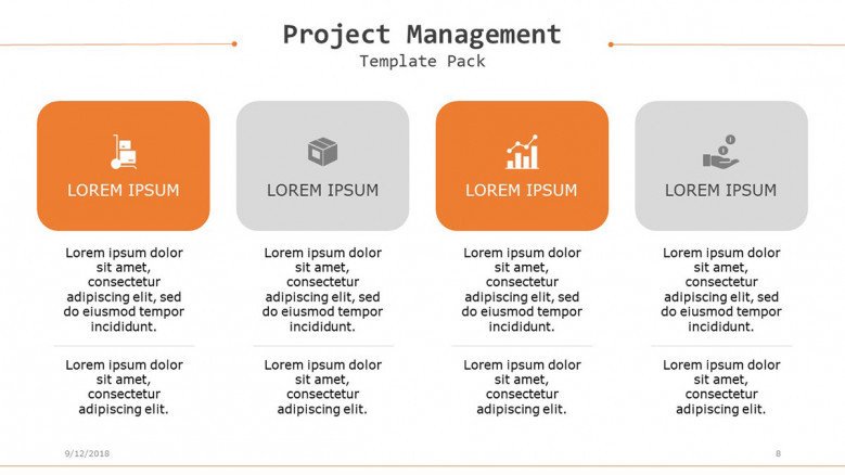project management in four key factors with icons