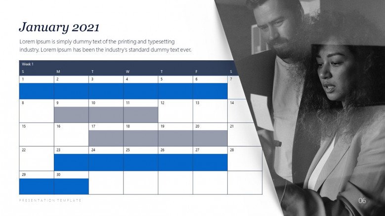 Meeting Calendar PowerPoint Slide in corporate style