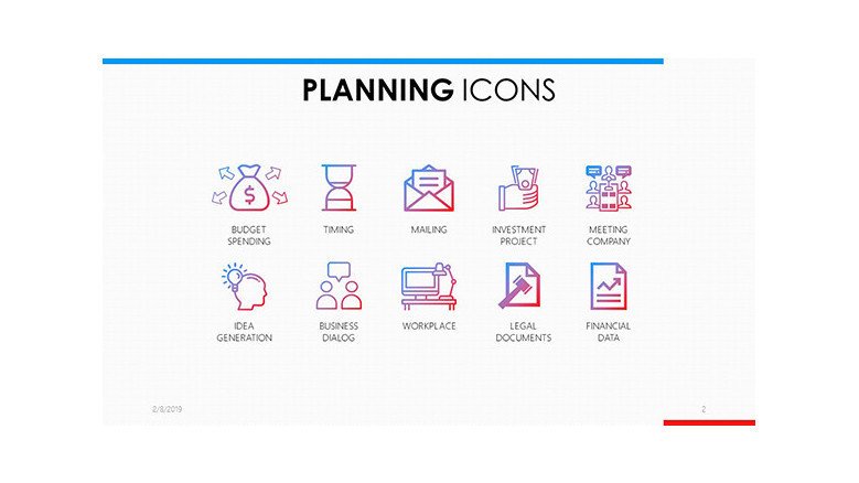 planning icons in corporate style